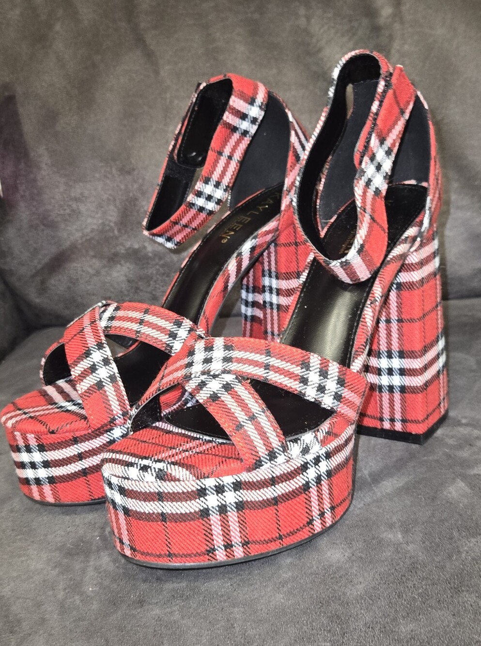 Red Plaid Platform Heels